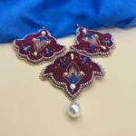 گوشواره و گلسینه یاقوت ست چیکا - Image 2