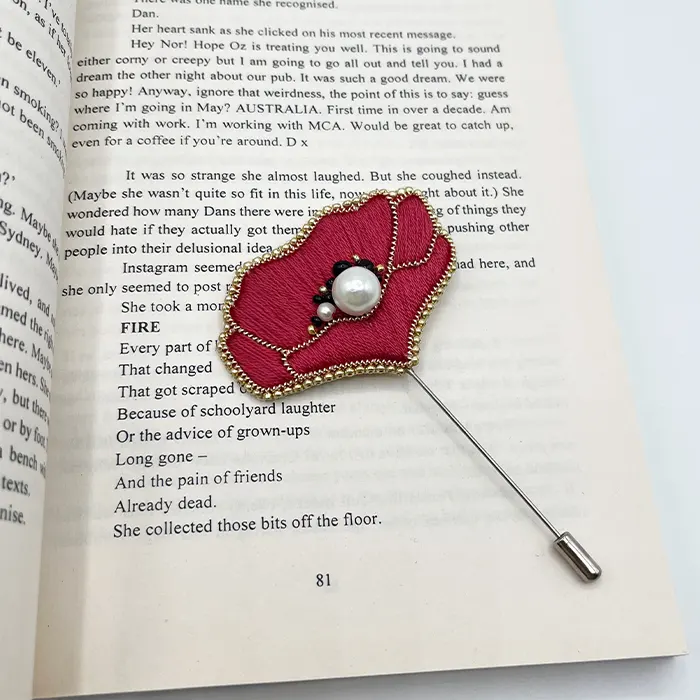 brooch shaghyegh c2 n1 گل سینه زنانه دست دوز چیکا مدل شقایق کد 2 - Image 1
