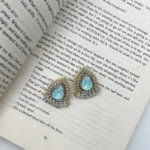 گوشواره زنانه آبنباتی آبی دست دوز چیکا