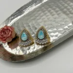 گوشواره زنانه آبنباتی آبی دست دوز چیکا - Image 3