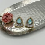 گوشواره زنانه آبنباتی آبی دست دوز چیکا - Image 4