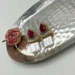 گوشواره زنانه آبنباتی قرمز دست دوز چیکا - Image 3