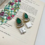 گوشواره زنانه آبنباتی سبز دست دوز چیکا - Image 2