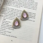 گوشواره زنانه آبنباتی صورتی دست دوز چیکا