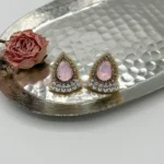 گوشواره زنانه آبنباتی صورتی دست دوز چیکا - Image 4