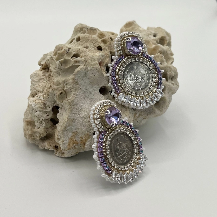 earing coin cod3 numb1 گوشواره زنانه سکه ای دست دوز چیکا کد 3 - Image 1