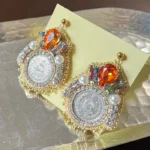 گوشواره زنانه سکه ای دست دوز چیکا کد 6