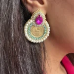 گوشواره زنانه سکه ای دست دوز چیکا کد 8 - Image 2