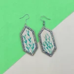 گوشواره زنانه برگ نقاشی دست دوز چیکا