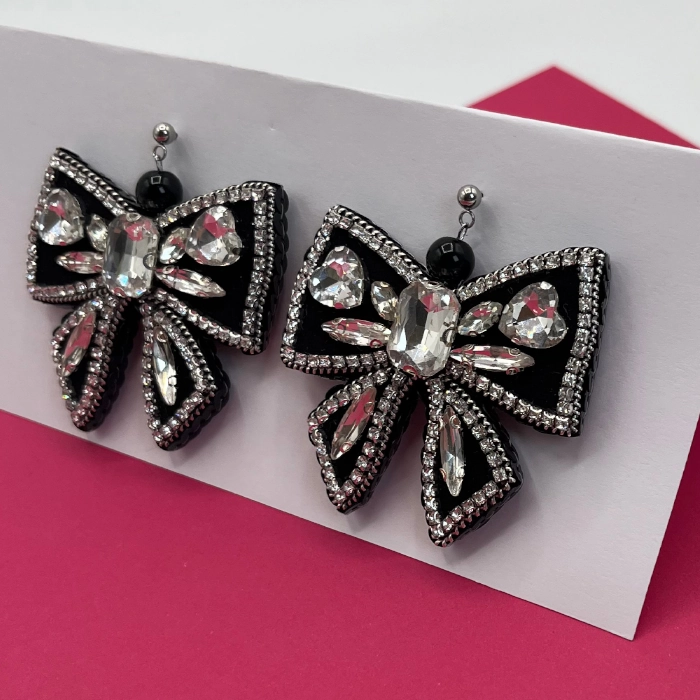 earing papion numb1 گوشواره زنانه پاپییون دست دوز چیکا - Image 1