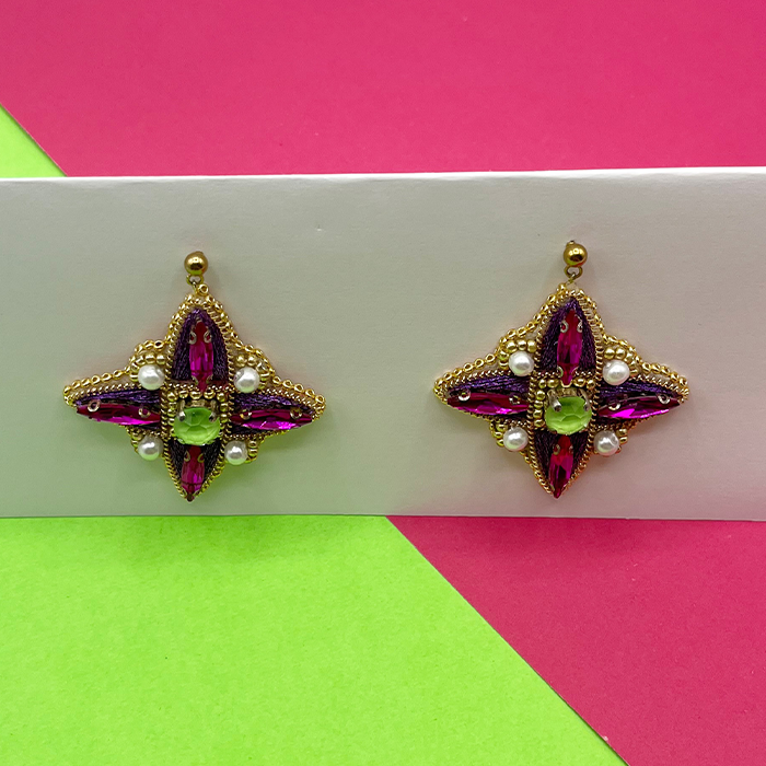 earing star numb3 گوشواره زنانه ستاره دست دوز چیکا - Image 1