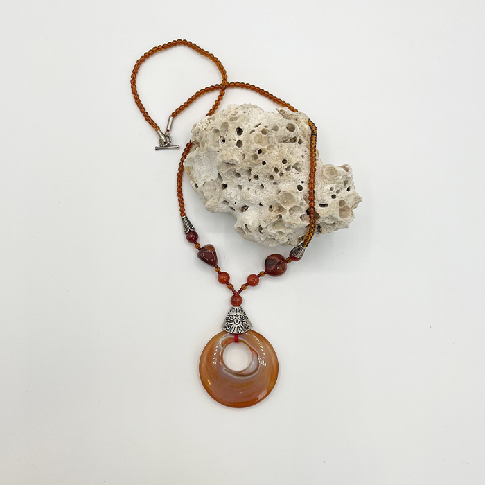 necklace c1 گردنبند سنگ اصل عقیق چیکا کد 1 - Image 1
